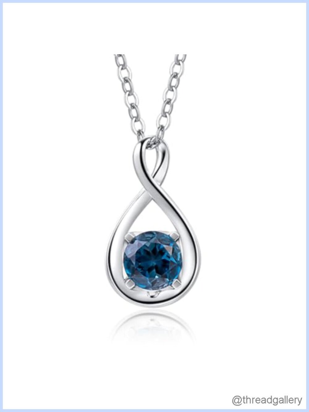14K Solid White Gold Infinity Birthstone Pendant Necklace Sterling Silver